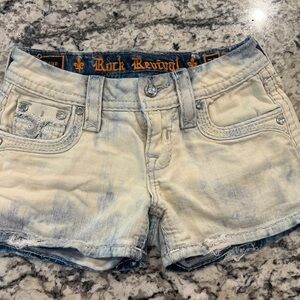 Rock Revival Bleached Light Blue Denim Shorts